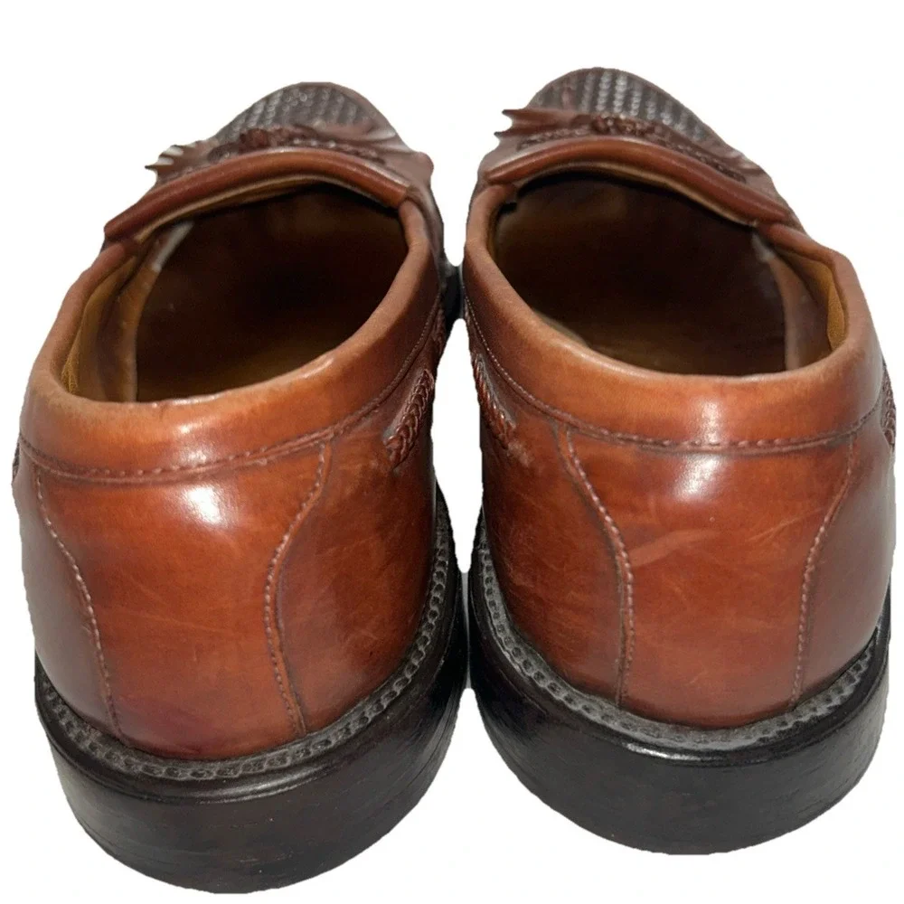 Allen Edmonds AE Cody Woven Tassel Loafer Sz 9.5 B Brown Leather‎ Kilt Shoe -USA